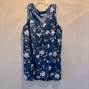 UEC Sleeveless Chambray Embroidered Plus Size Dress Size 22